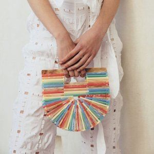 Cult Gaia Rainbow Acrylic Ark Clutch Bag in Multi Color
